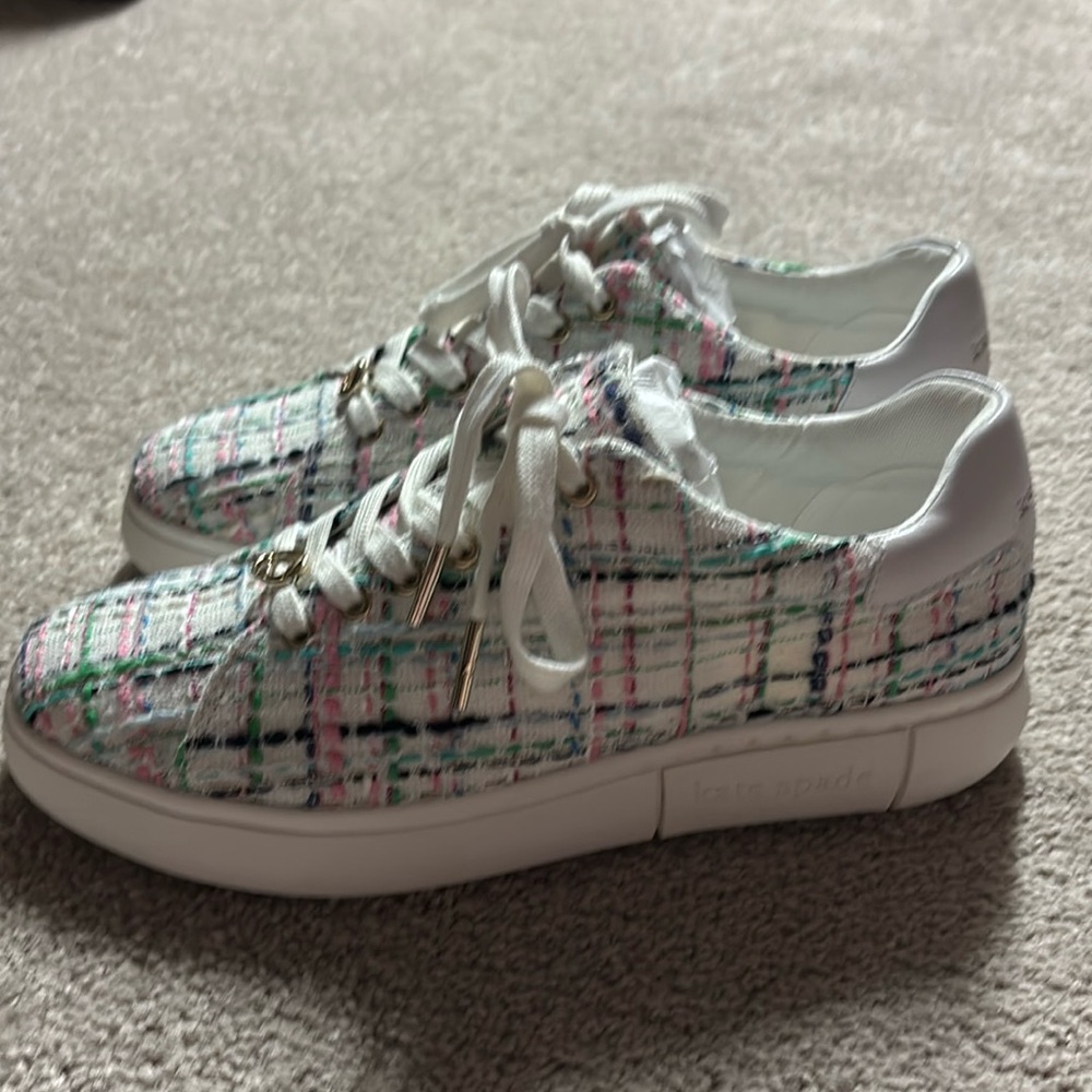Kate Spade Lift Plaid Tweed Sneakers
